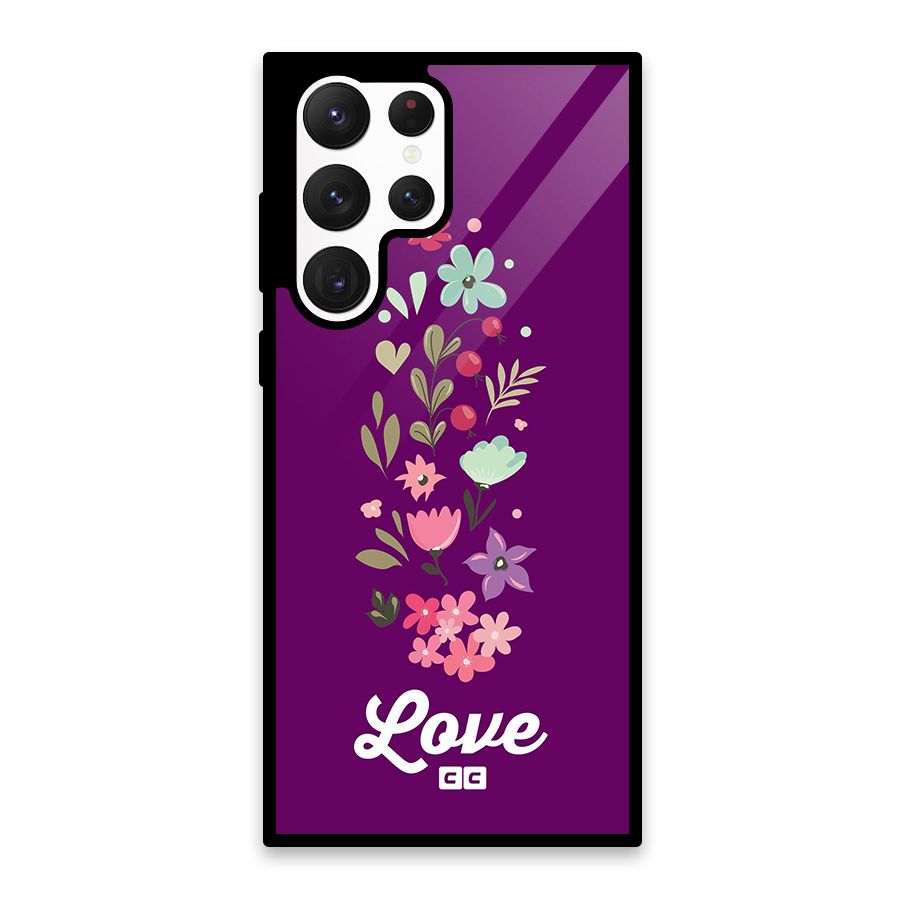 Floral Love Glass Back Case for Galaxy S22 Ultra 5G