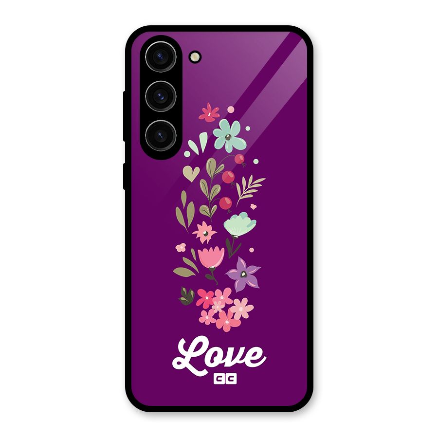 Floral Love Glass Back Case for Galaxy S23 Plus