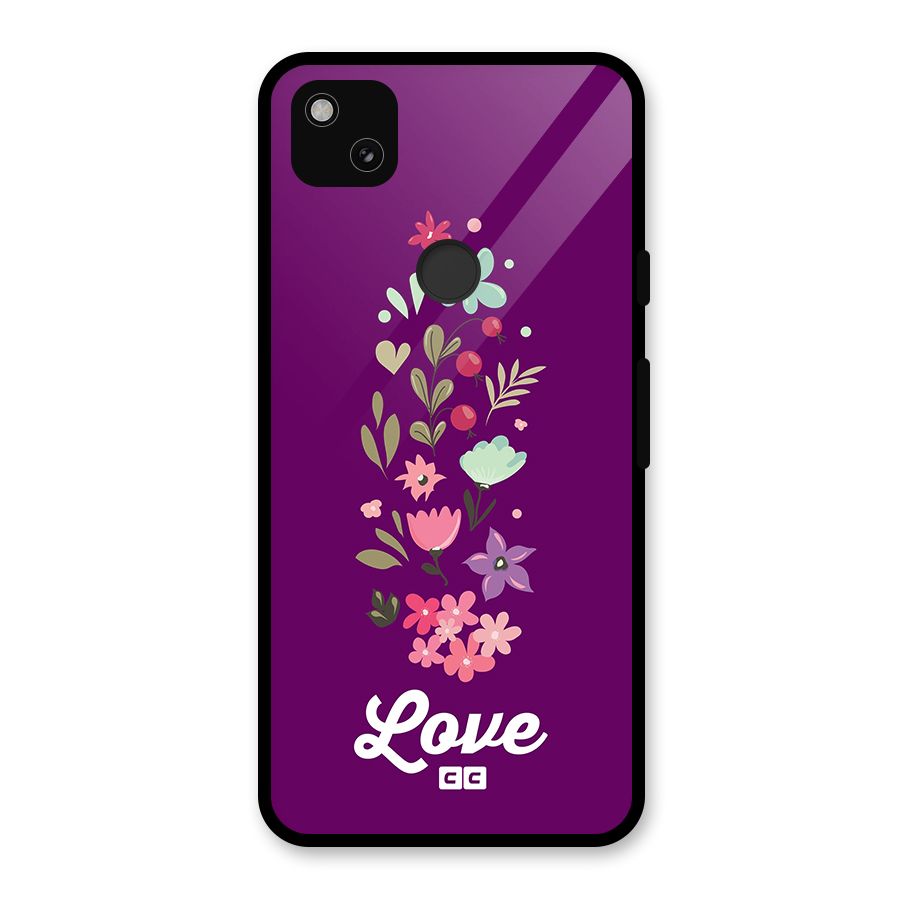 Floral Love Glass Back Case for Google Pixel 4a
