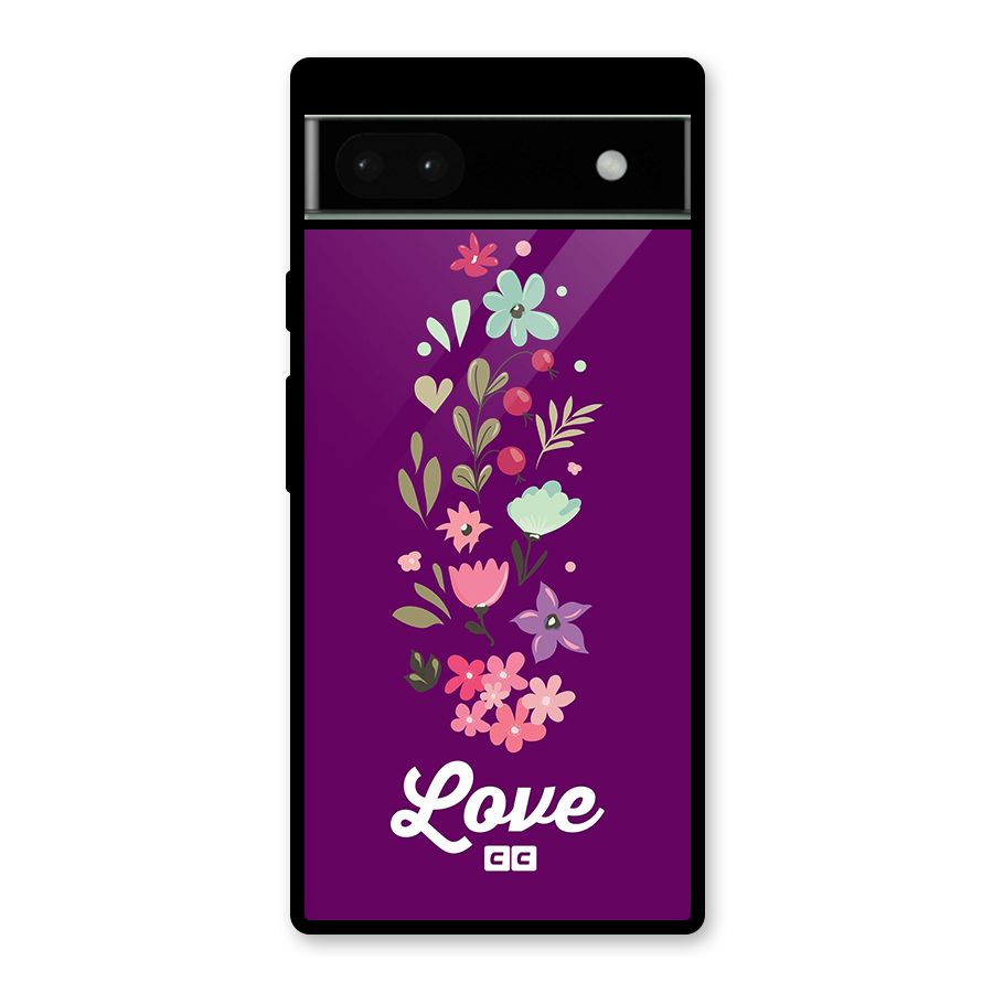 Floral Love Glass Back Case for Google Pixel 6a