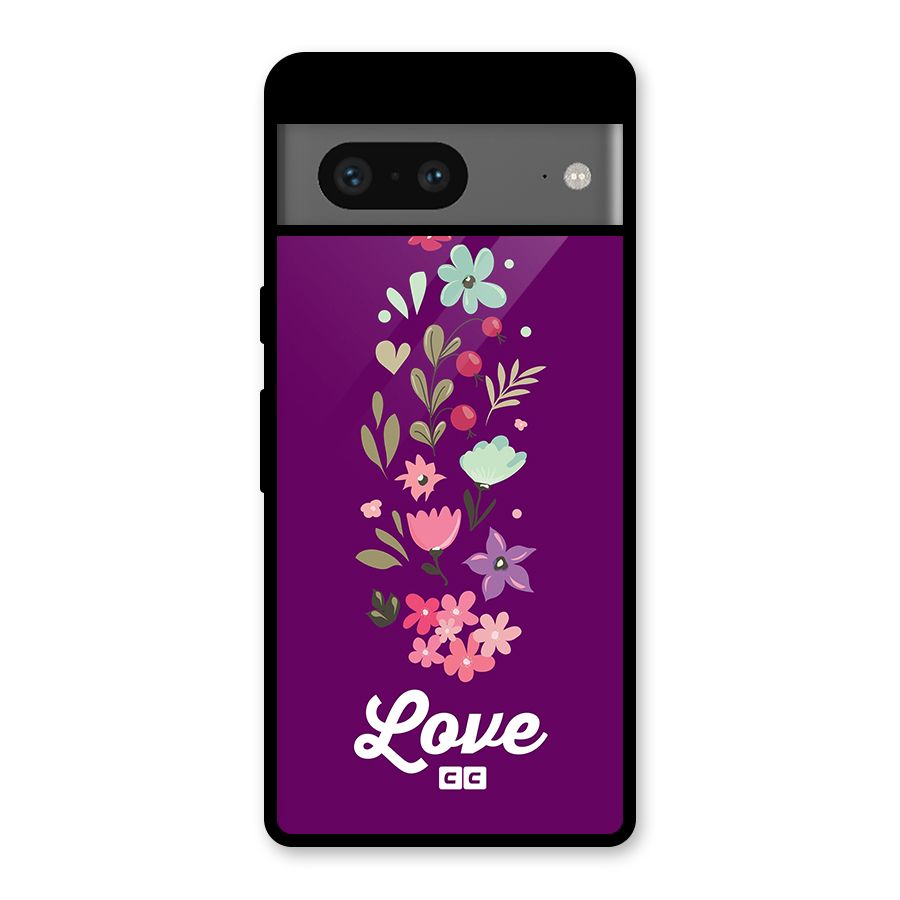 Floral Love Glass Back Case for Google Pixel 7