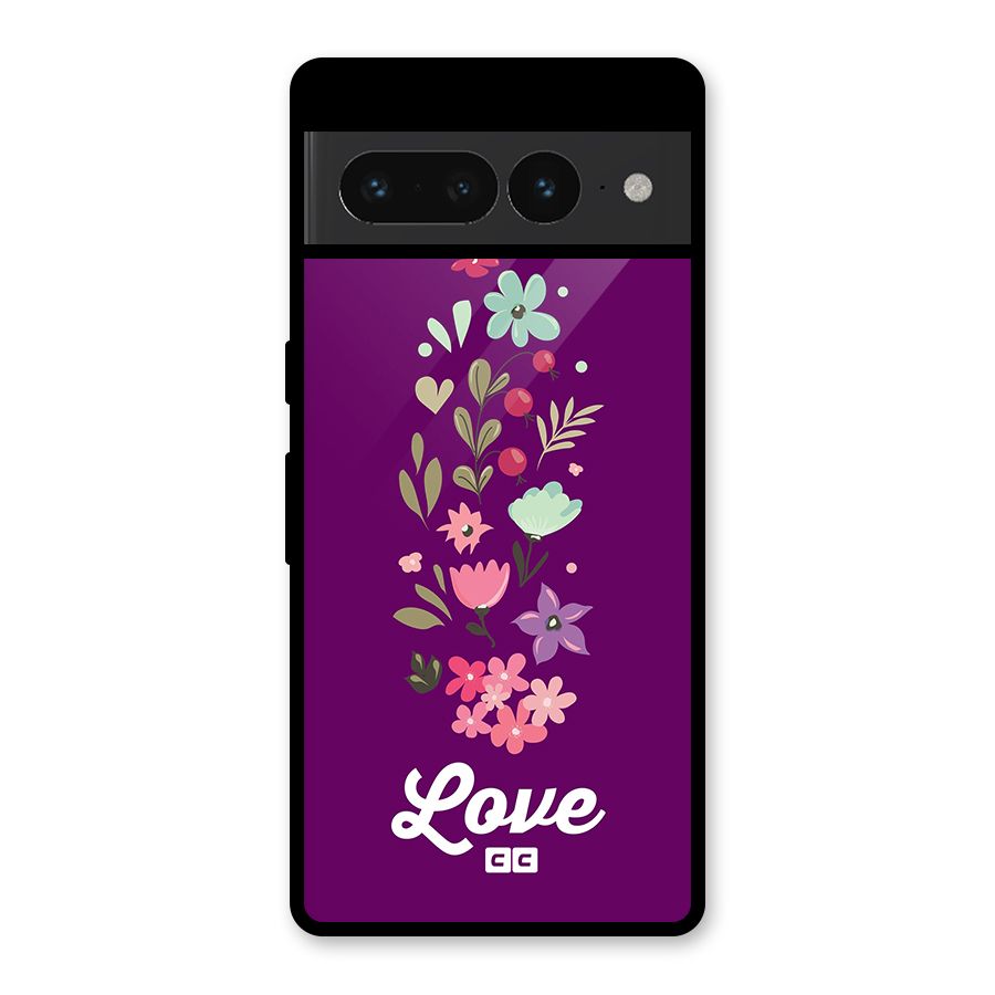 Floral Love Glass Back Case for Google Pixel 7 Pro
