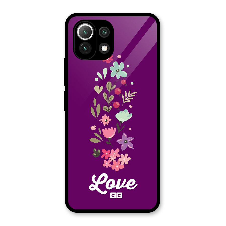 Floral Love Glass Back Case for Mi 11 Lite