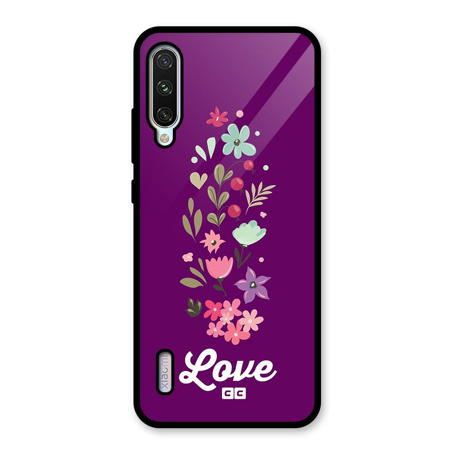 Floral Love Glass Back Case for Mi A3