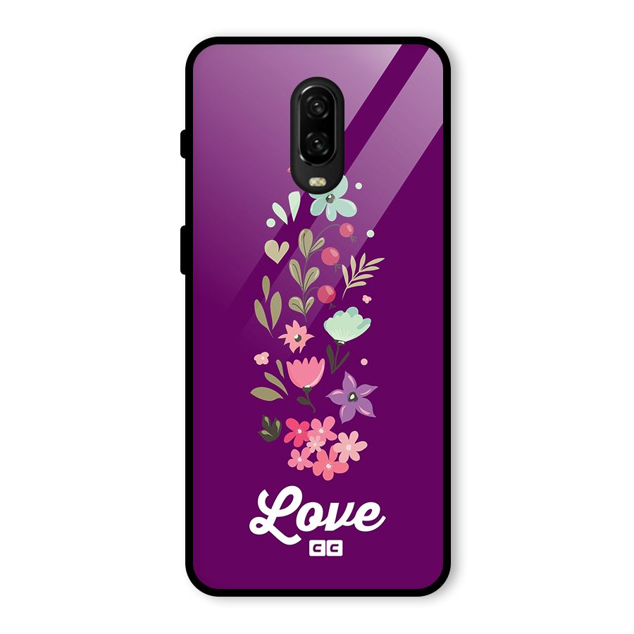 Floral Love Glass Back Case for OnePlus 6T