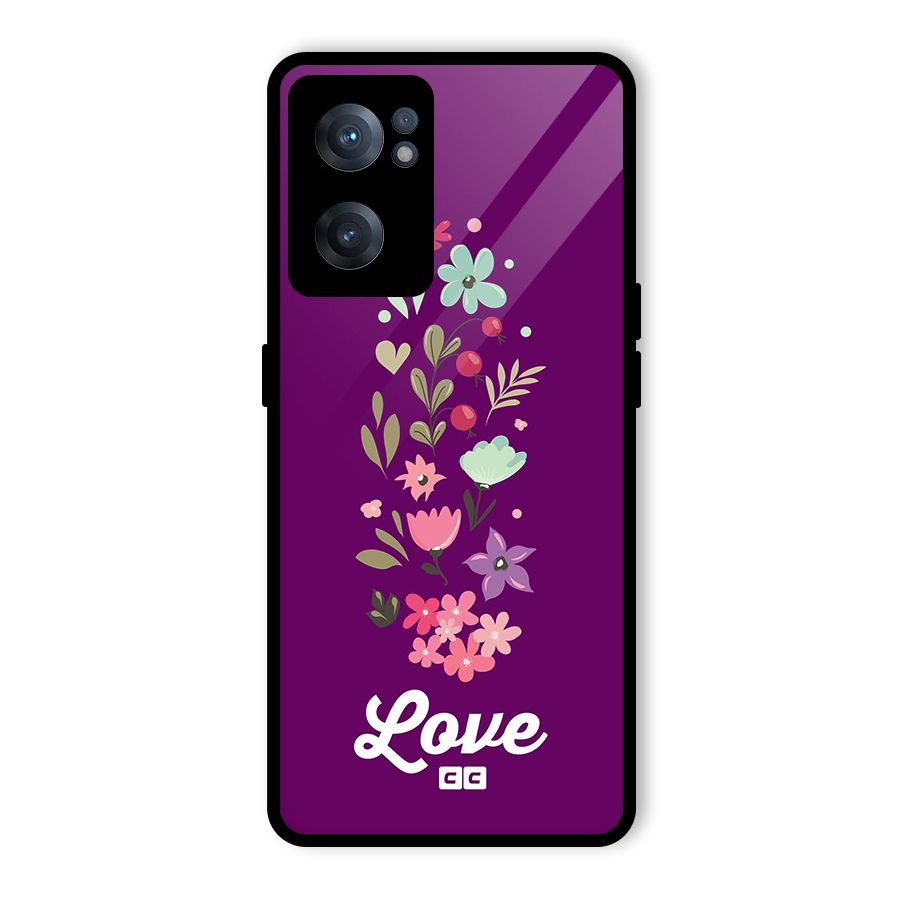 Floral Love Glass Back Case for OnePlus Nord CE 2 5G
