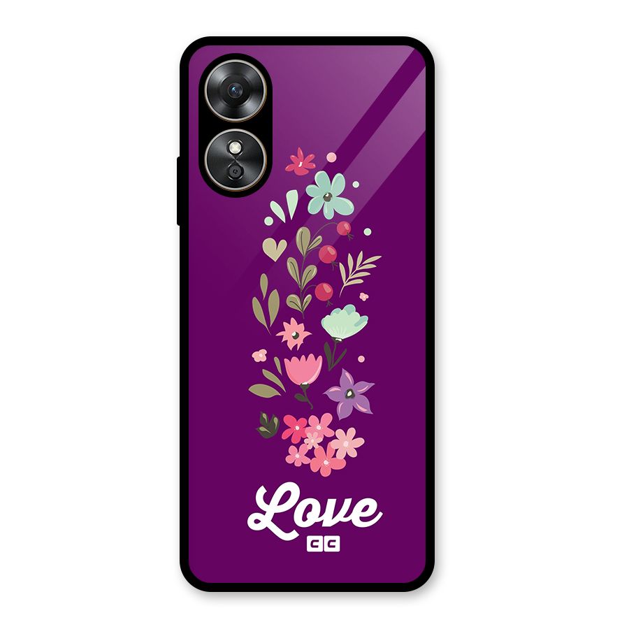 Floral Love Glass Back Case for Oppo A17