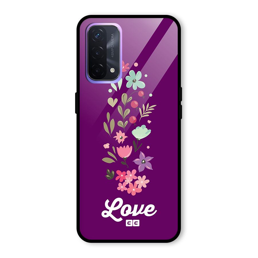 Floral Love Glass Back Case for Oppo A74 5G