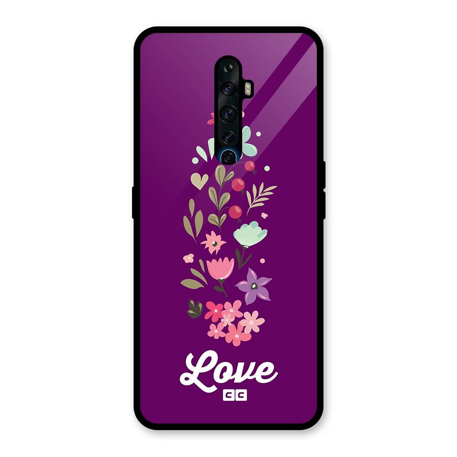 Floral Love Glass Back Case for Oppo Reno2 F