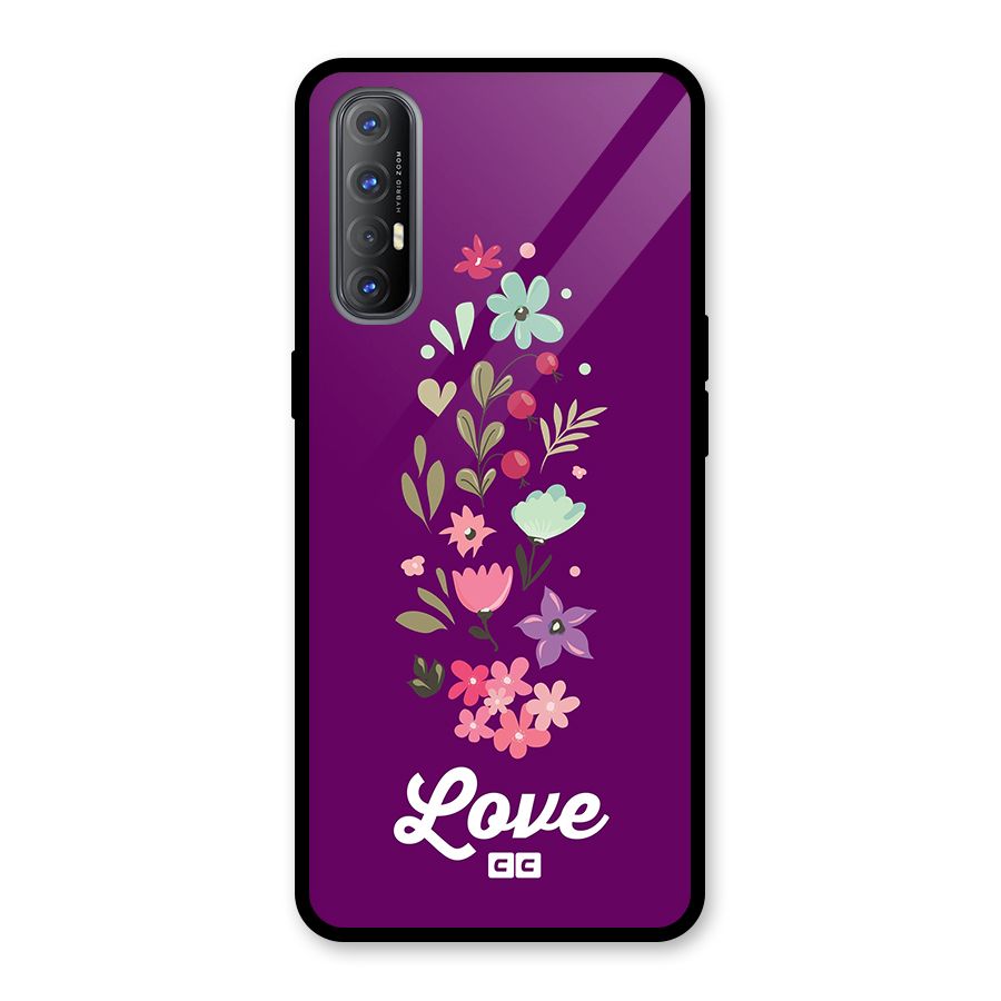 Floral Love Glass Back Case for Oppo Reno3 Pro