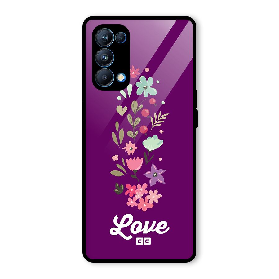 Floral Love Glass Back Case for Oppo Reno5 Pro 5G