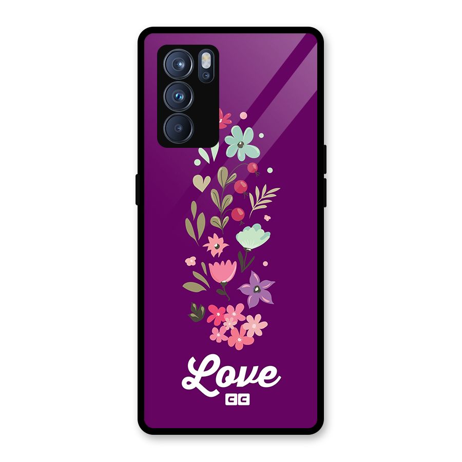 Floral Love Glass Back Case for Oppo Reno6 Pro 5G