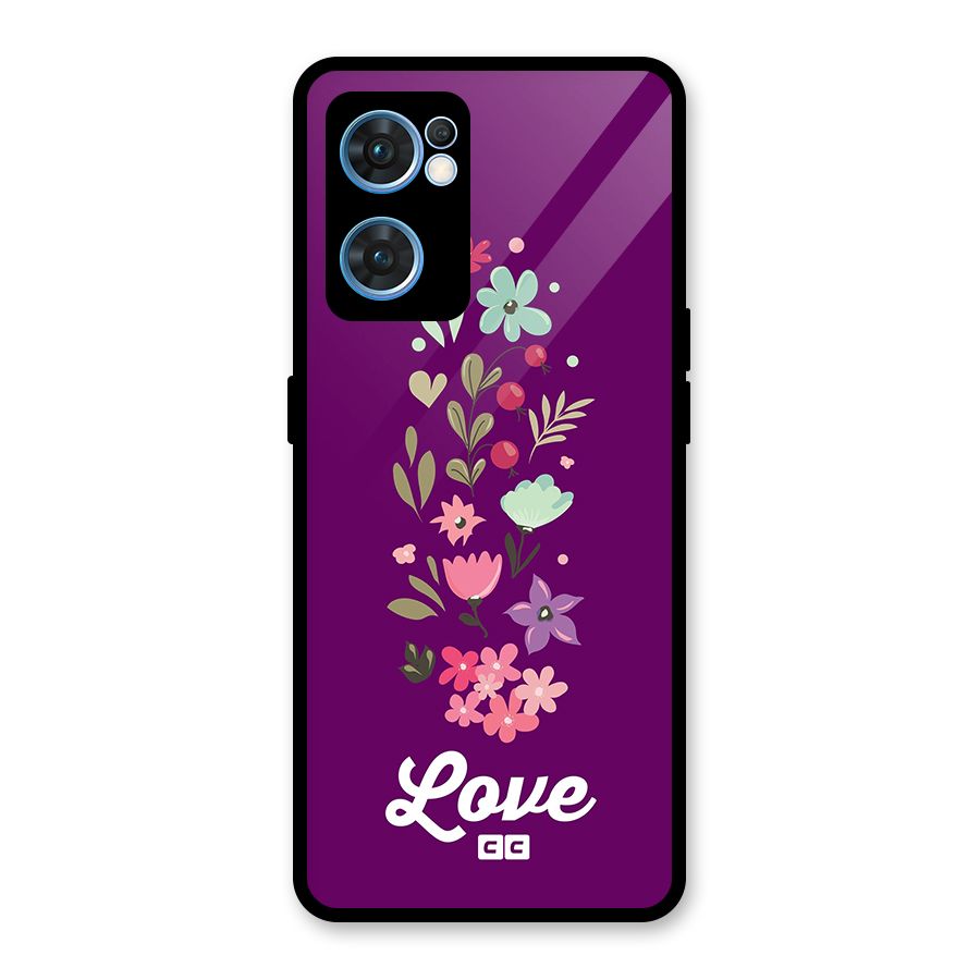 Floral Love Glass Back Case for Oppo Reno7 5G