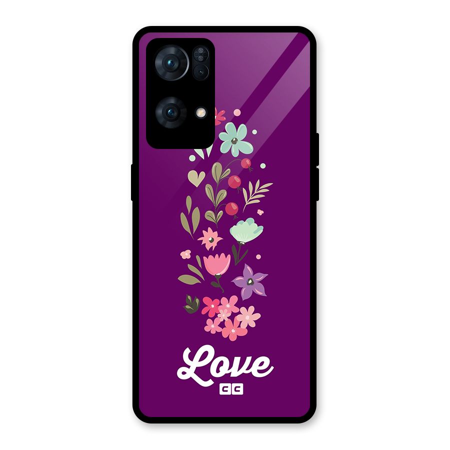 Floral Love Glass Back Case for Oppo Reno7 Pro 5G