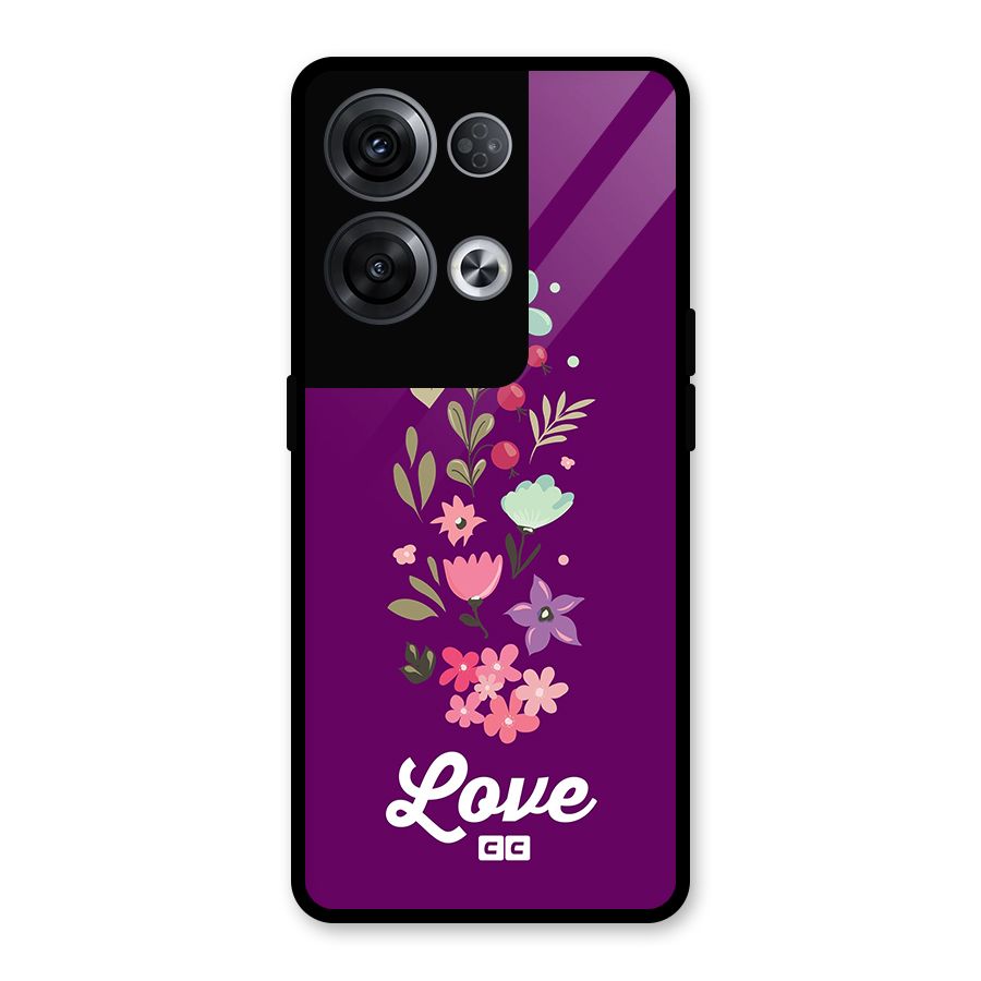 Floral Love Glass Back Case for Oppo Reno8 Pro 5G