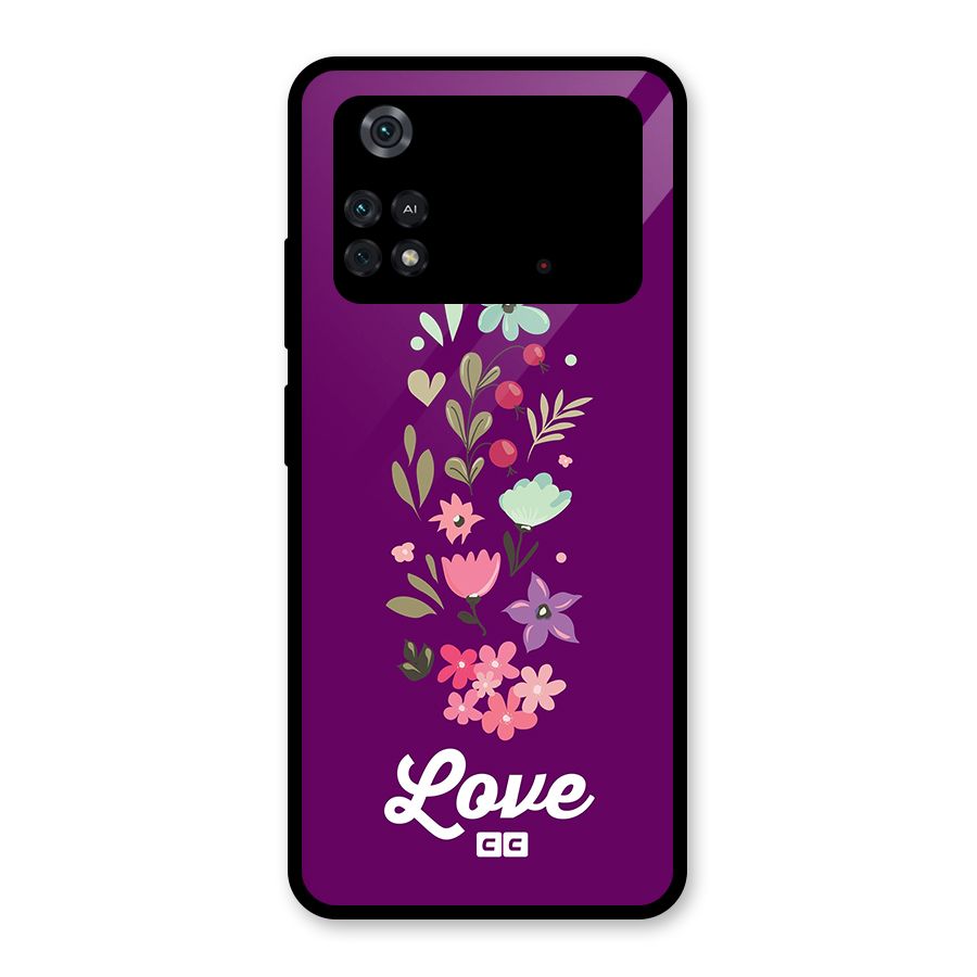 Floral Love Glass Back Case for Poco M4 Pro 4G