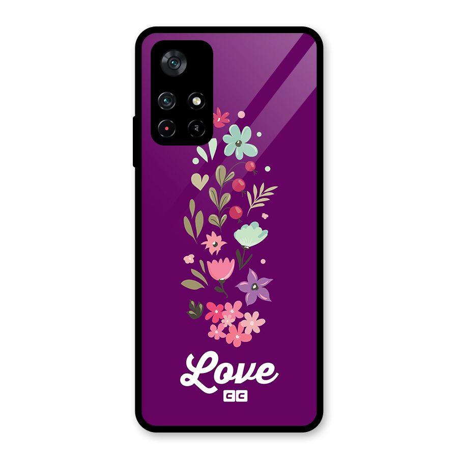 Floral Love Glass Back Case for Poco M4 Pro 5G
