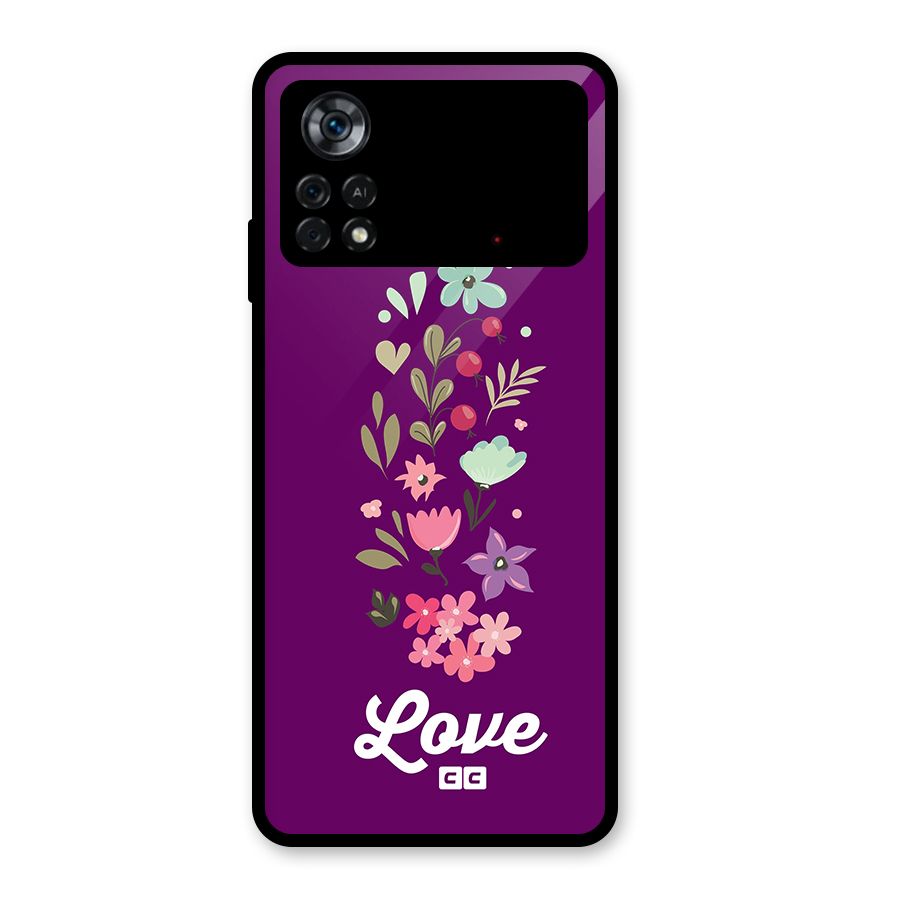 Floral Love Glass Back Case for Poco X4 Pro 5G