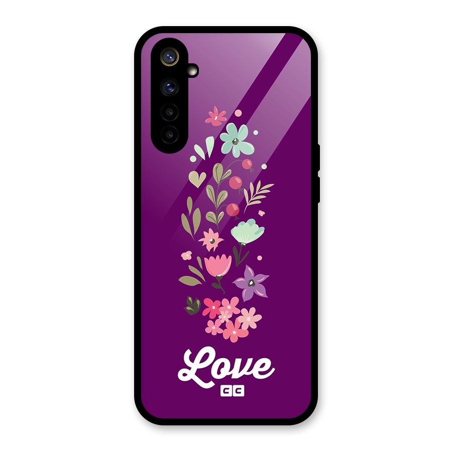 Floral Love Glass Back Case for Realme 6