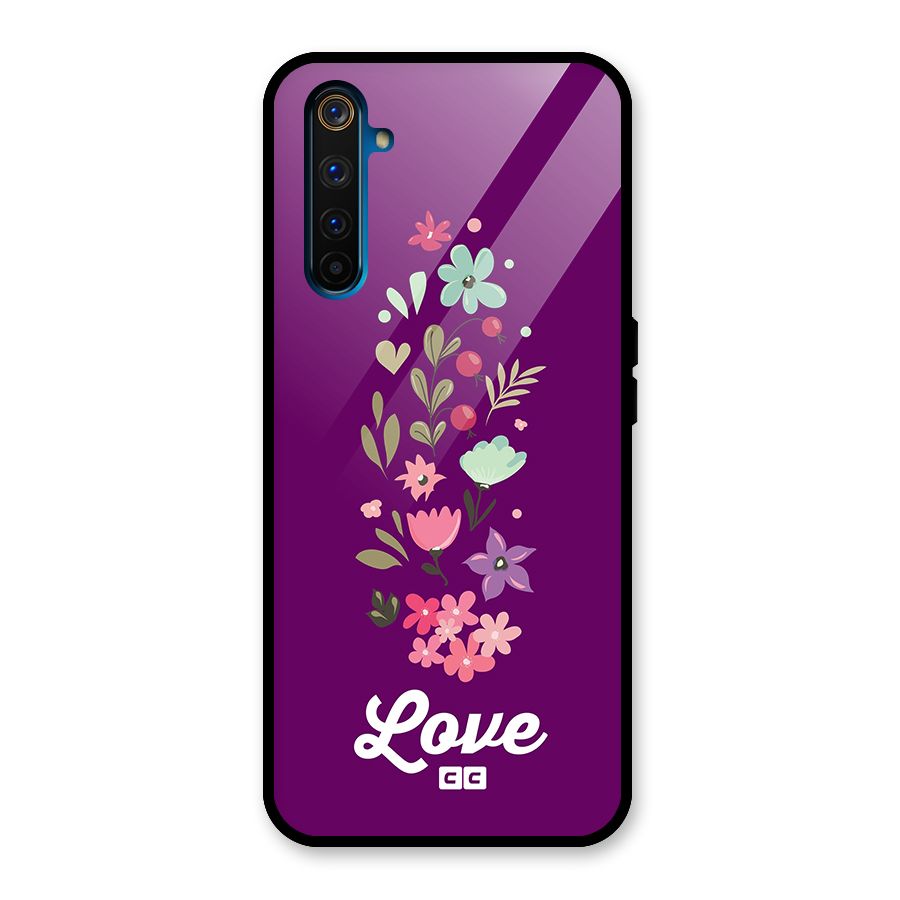 Floral Love Glass Back Case for Realme 6 Pro