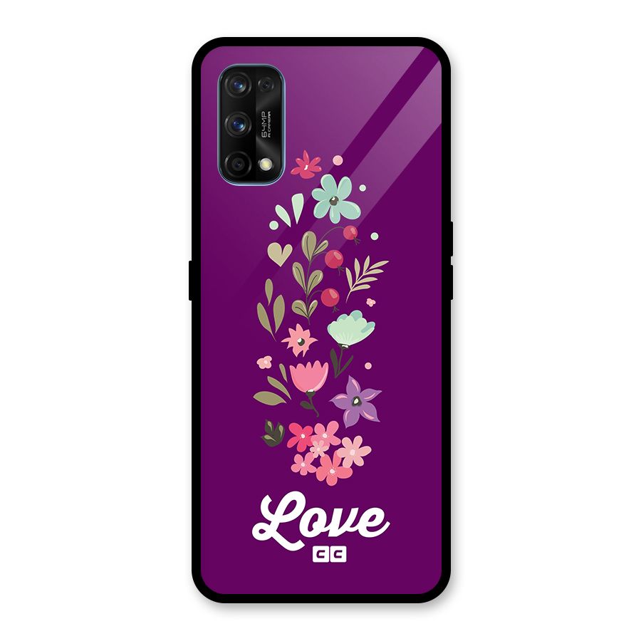 Floral Love Glass Back Case for Realme 7 Pro