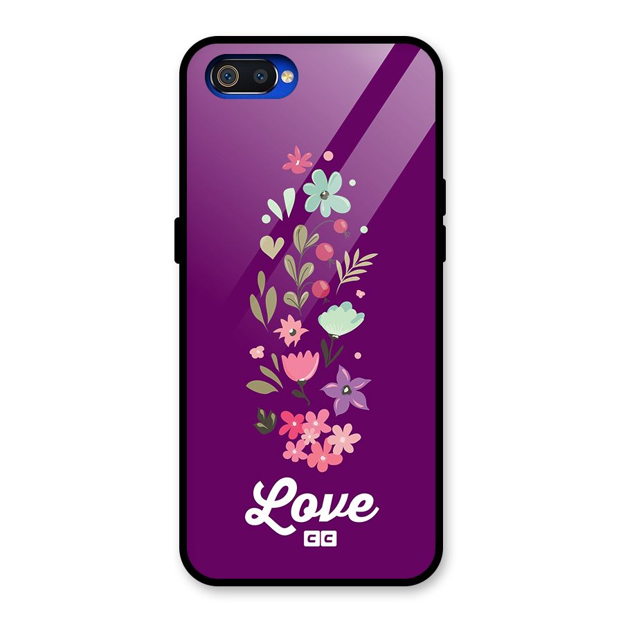 Floral Love Glass Back Case for Realme C2
