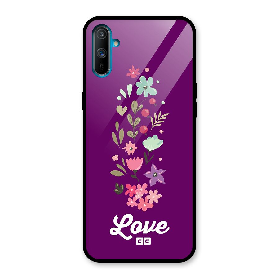 Floral Love Glass Back Case for Realme C3