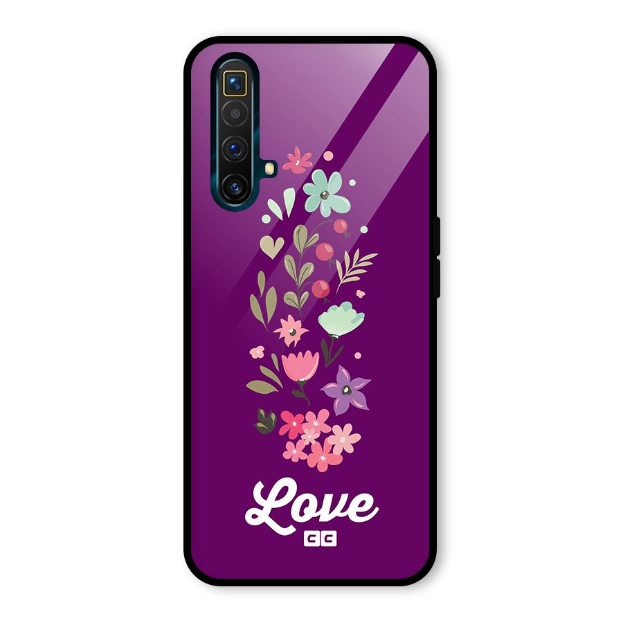 Floral Love Glass Back Case for Realme X3