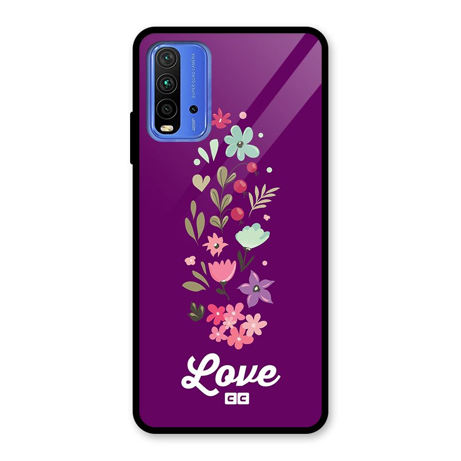 Floral Love Glass Back Case for Redmi 9 Power