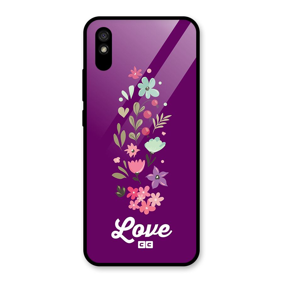Floral Love Glass Back Case for Redmi 9i