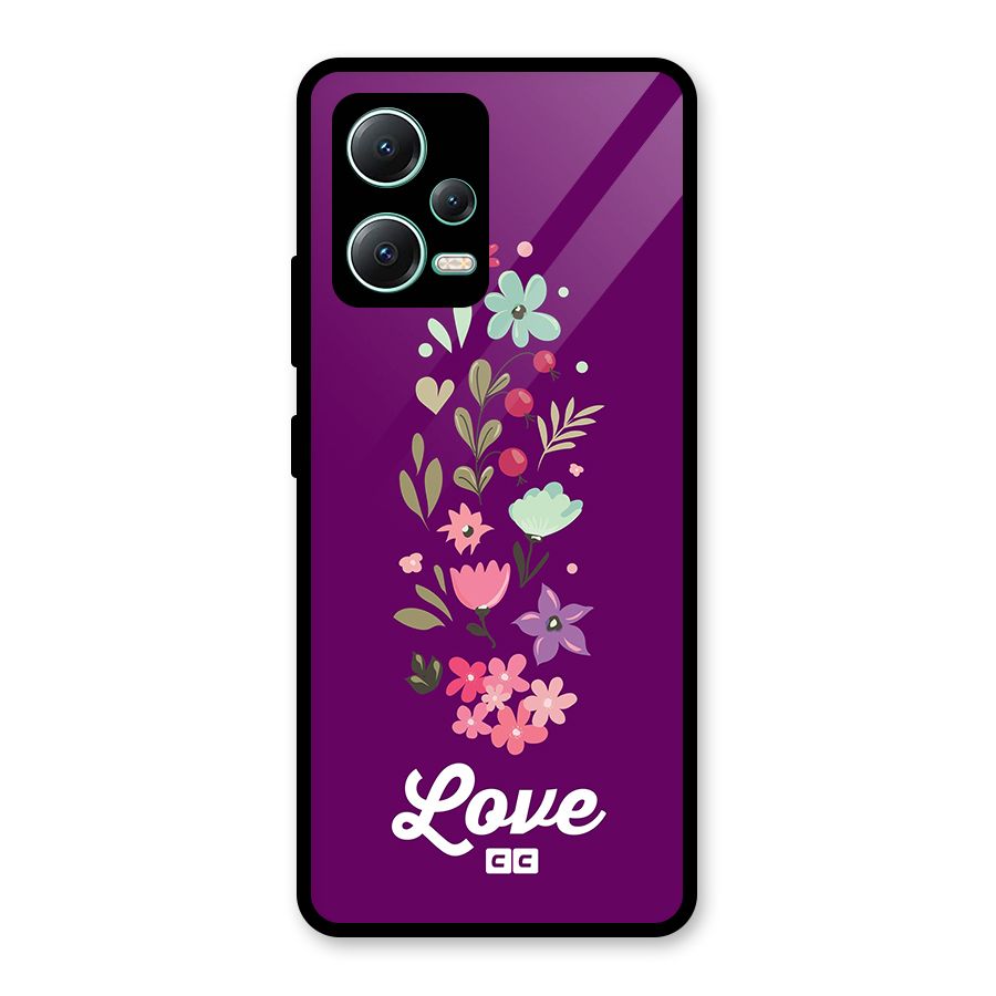 Floral Love Glass Back Case for Redmi Note 12 5G