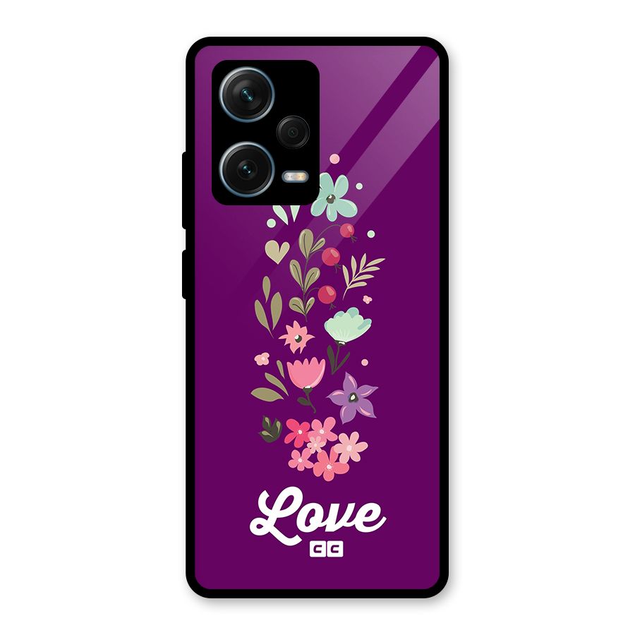 Floral Love Glass Back Case for Redmi Note 12 Pro Plus 5G