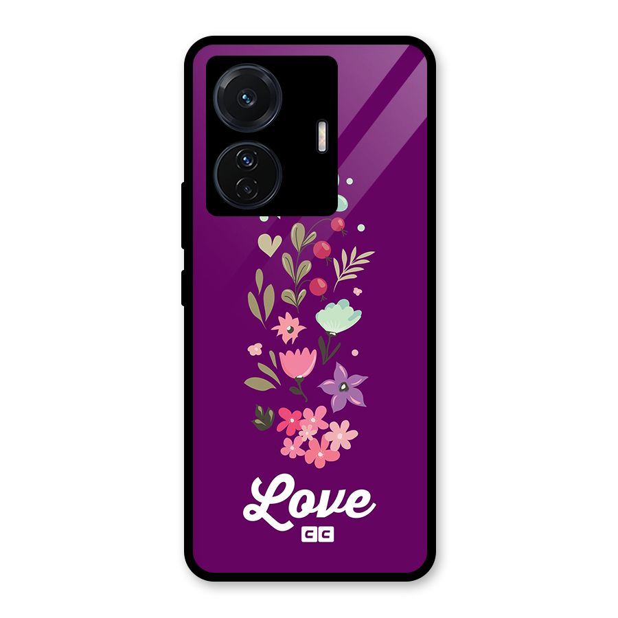 Floral Love Glass Back Case for Vivo T1 Pro