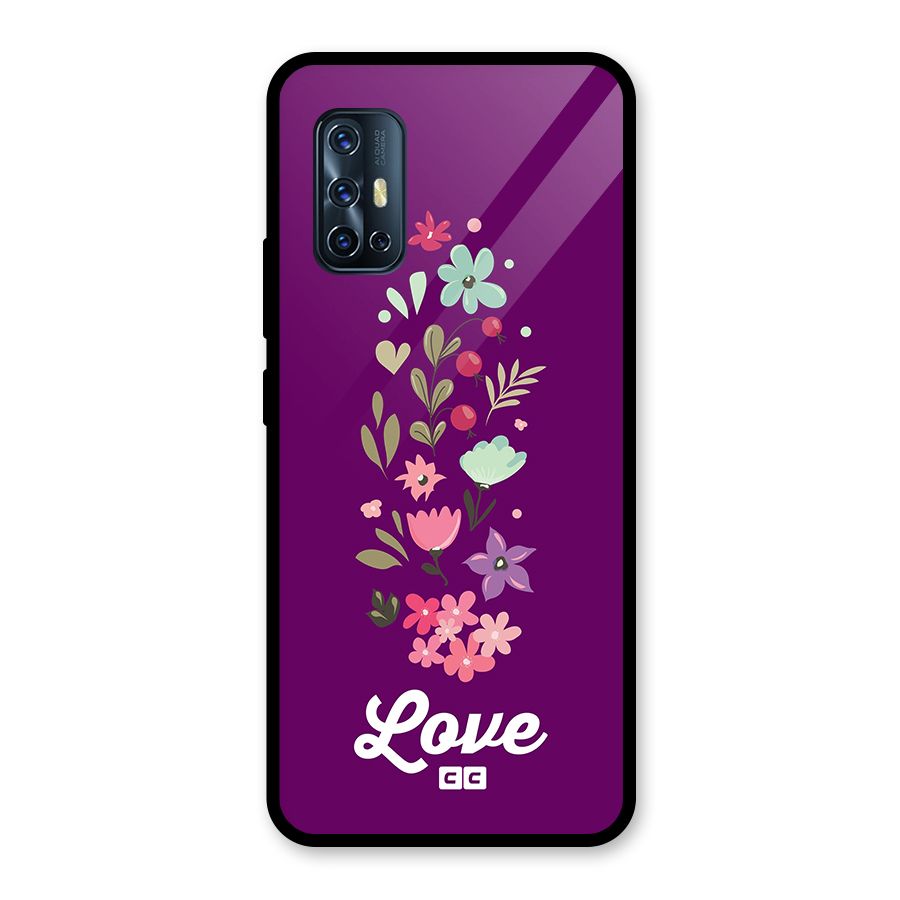 Floral Love Glass Back Case for Vivo V17