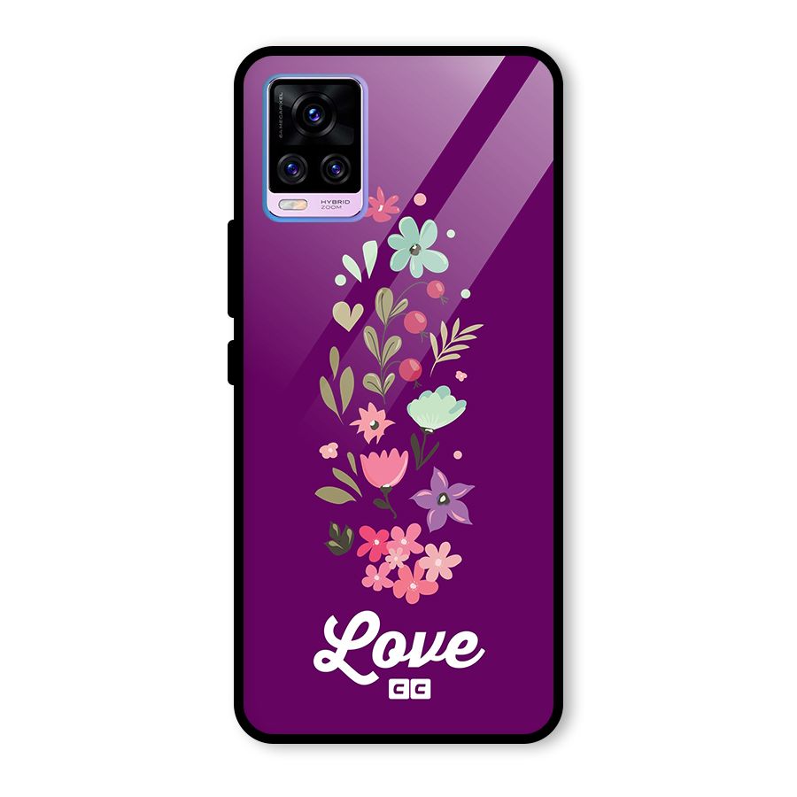 Floral Love Glass Back Case for Vivo V20 Pro