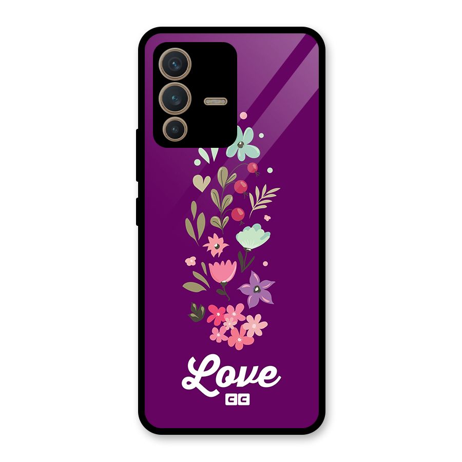 Floral Love Glass Back Case for Vivo V23 5G