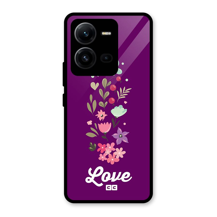 Floral Love Glass Back Case for Vivo V25