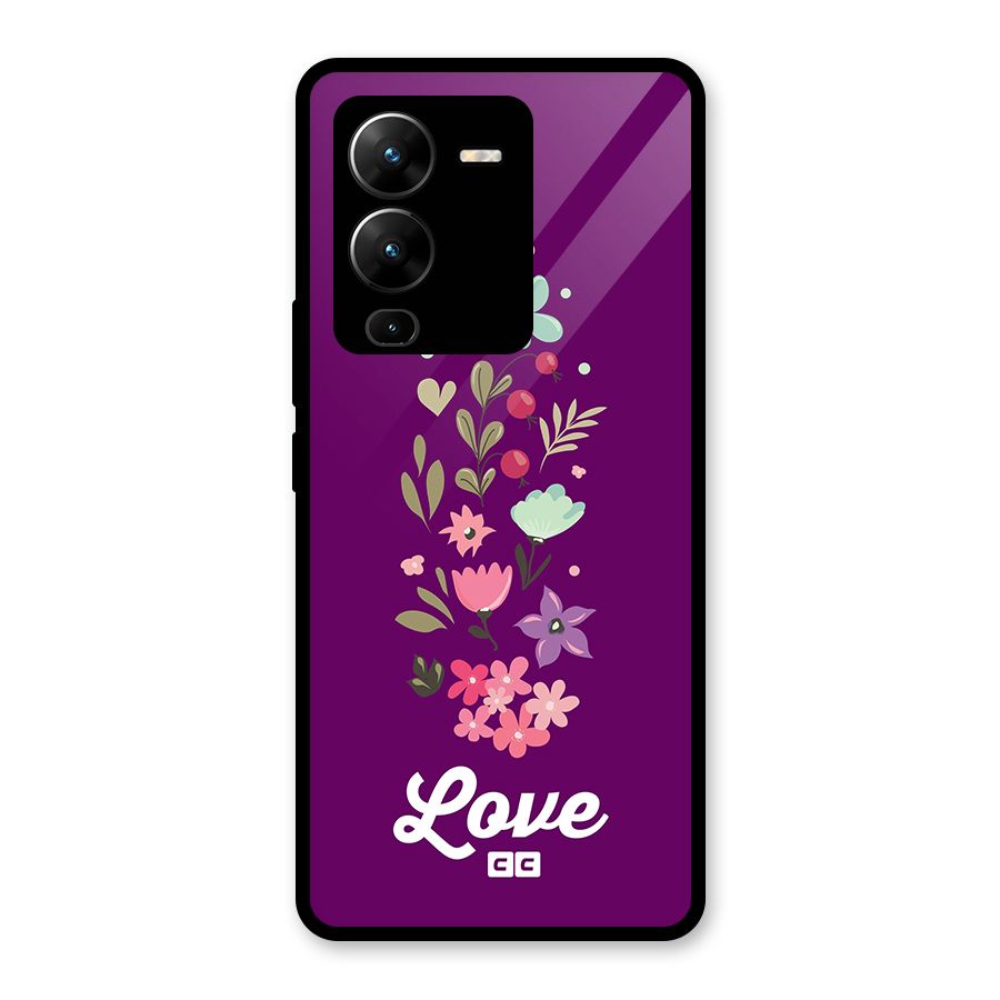 Floral Love Glass Back Case for Vivo V25 Pro
