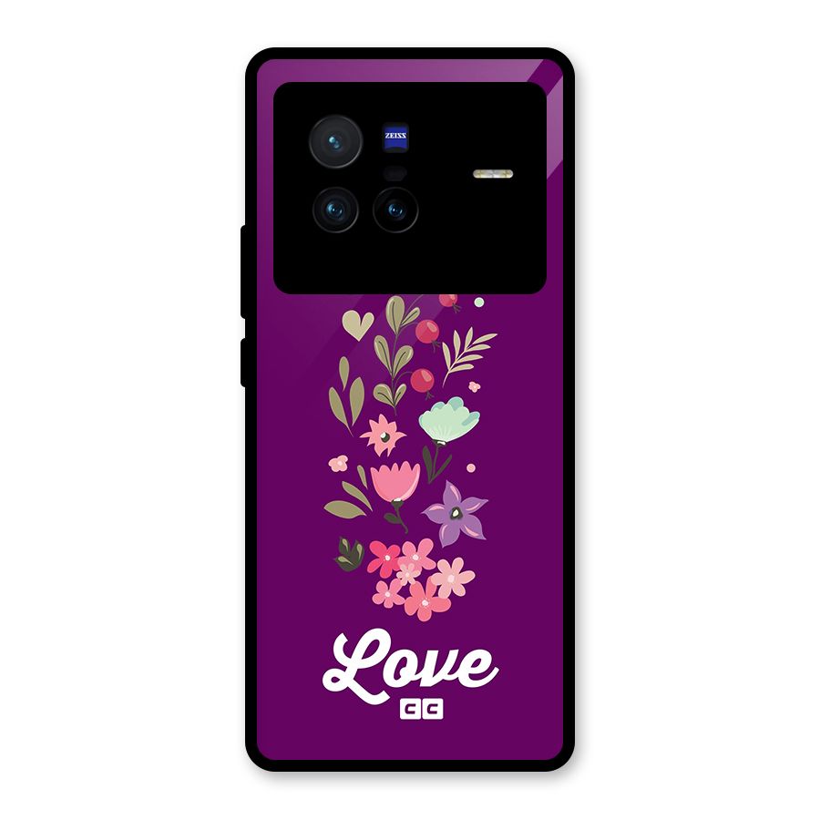 Floral Love Glass Back Case for Vivo X80