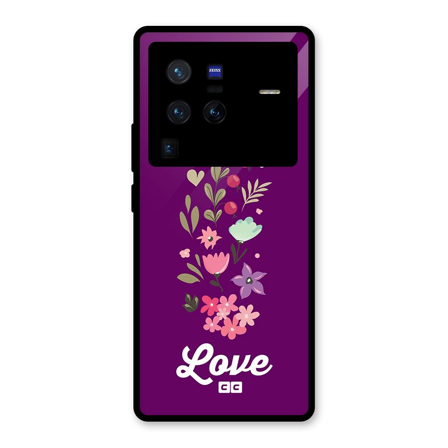 Floral Love Glass Back Case for Vivo X80 Pro