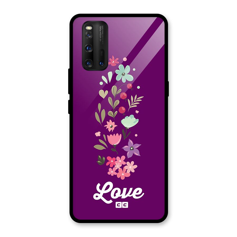 Floral Love Glass Back Case for Vivo iQOO 3