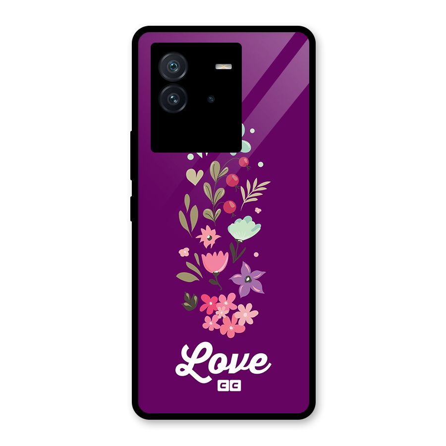 Floral Love Glass Back Case for Vivo iQOO Neo 6 5G