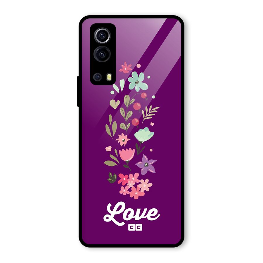 Floral Love Glass Back Case for Vivo iQOO Z3