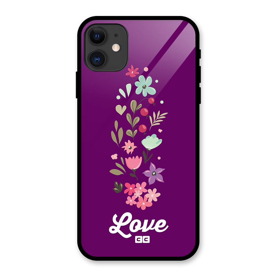 Floral Love Glass Back Case for iPhone 11