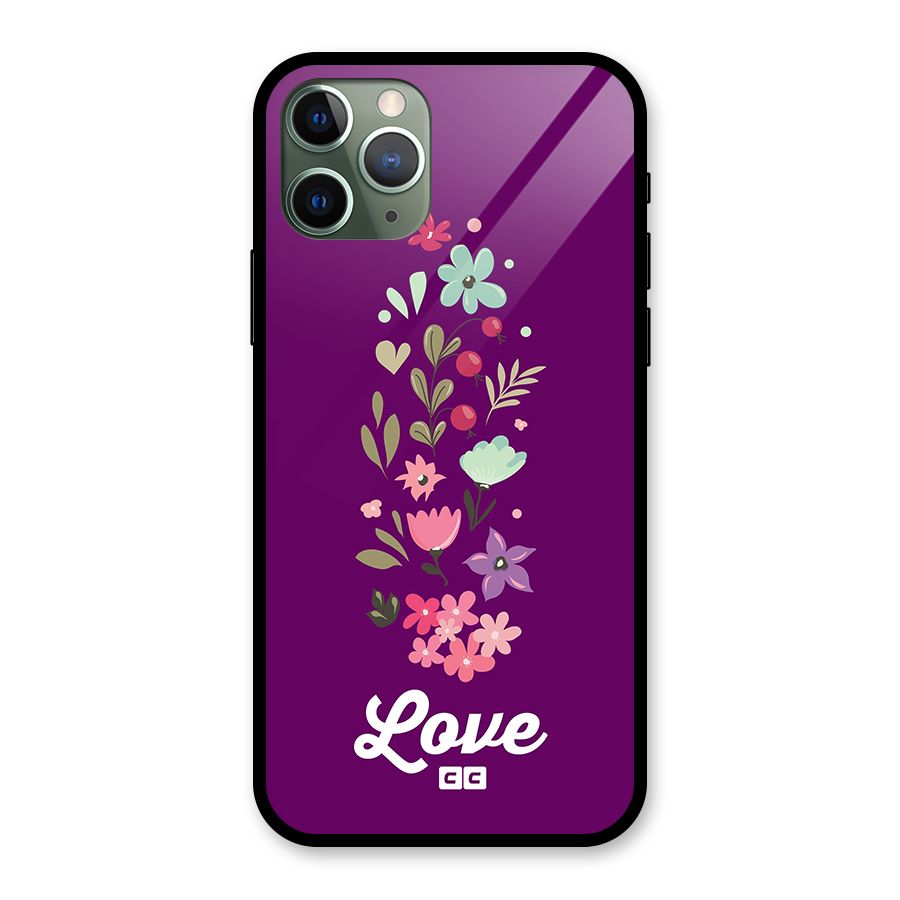 Floral Love Glass Back Case for iPhone 11 Pro