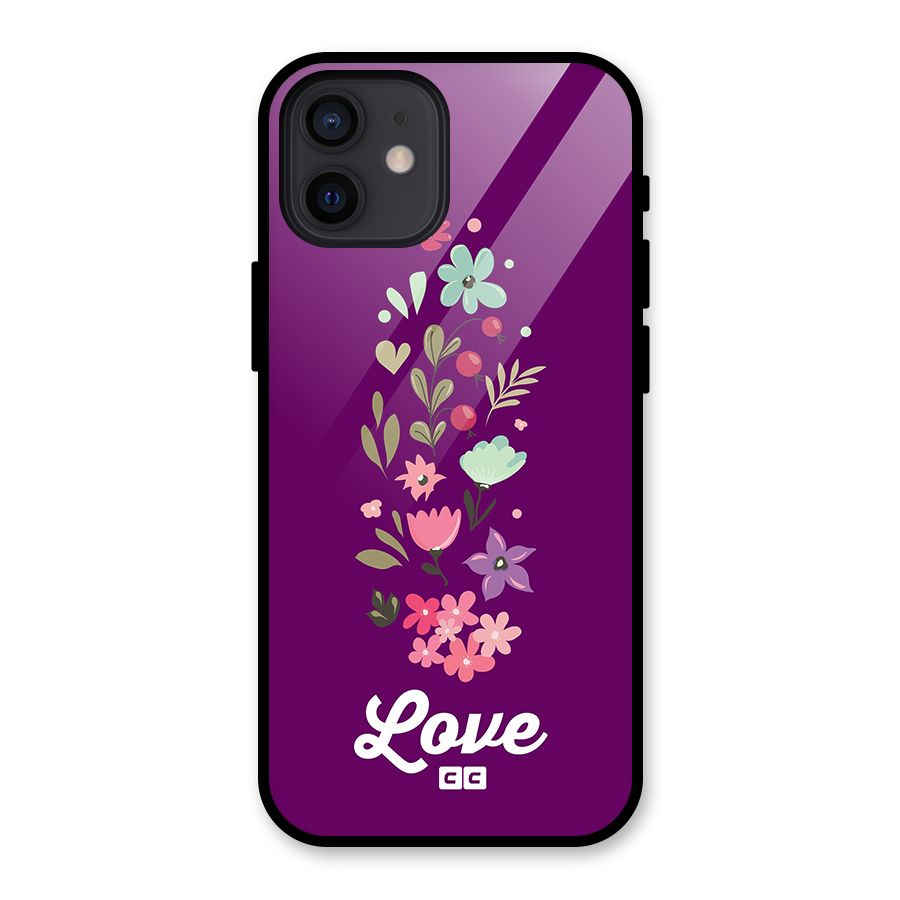 Floral Love Glass Back Case for iPhone 12