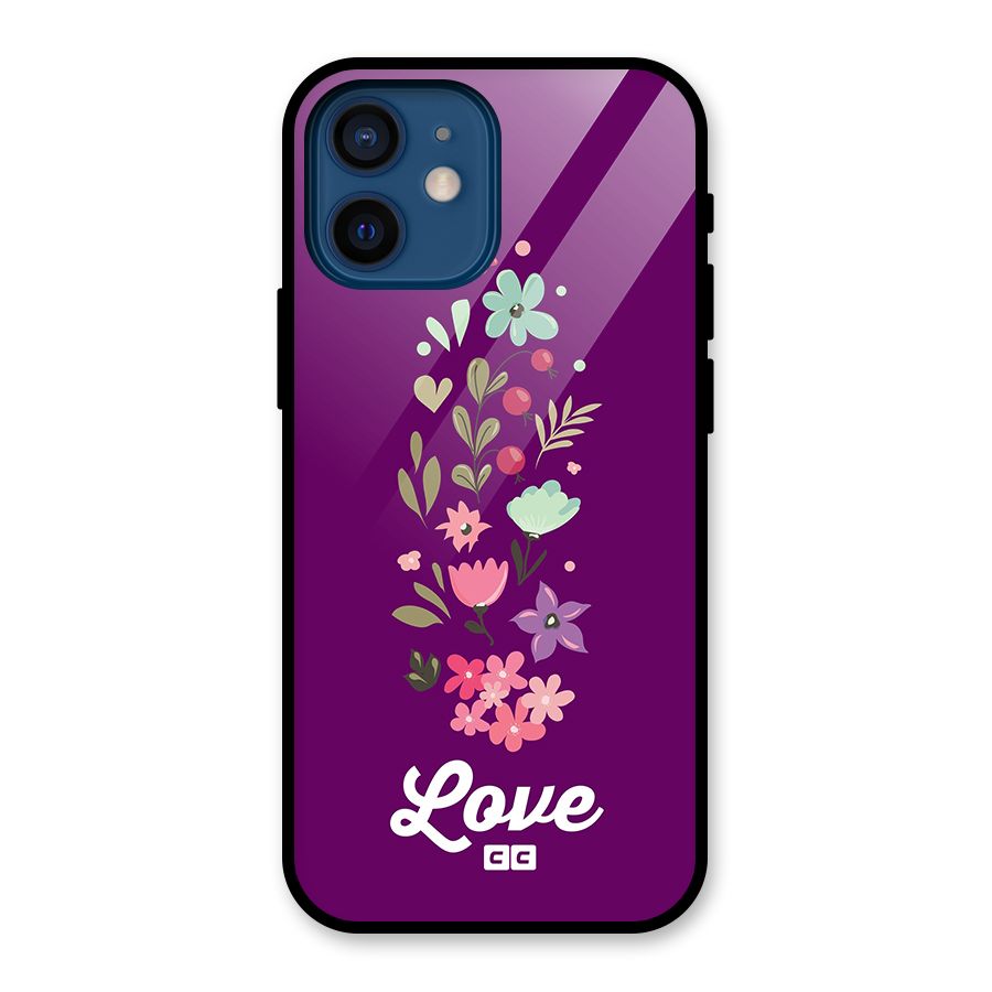 Floral Love Glass Back Case for iPhone 12 Mini