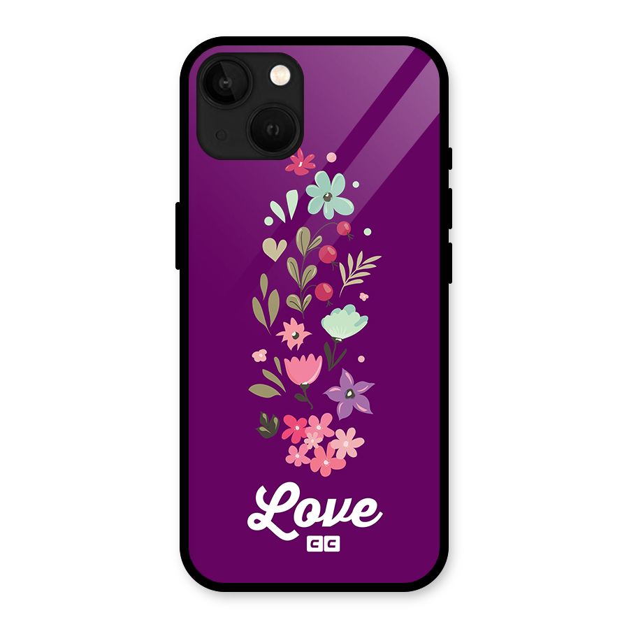 Floral Love Glass Back Case for iPhone 13