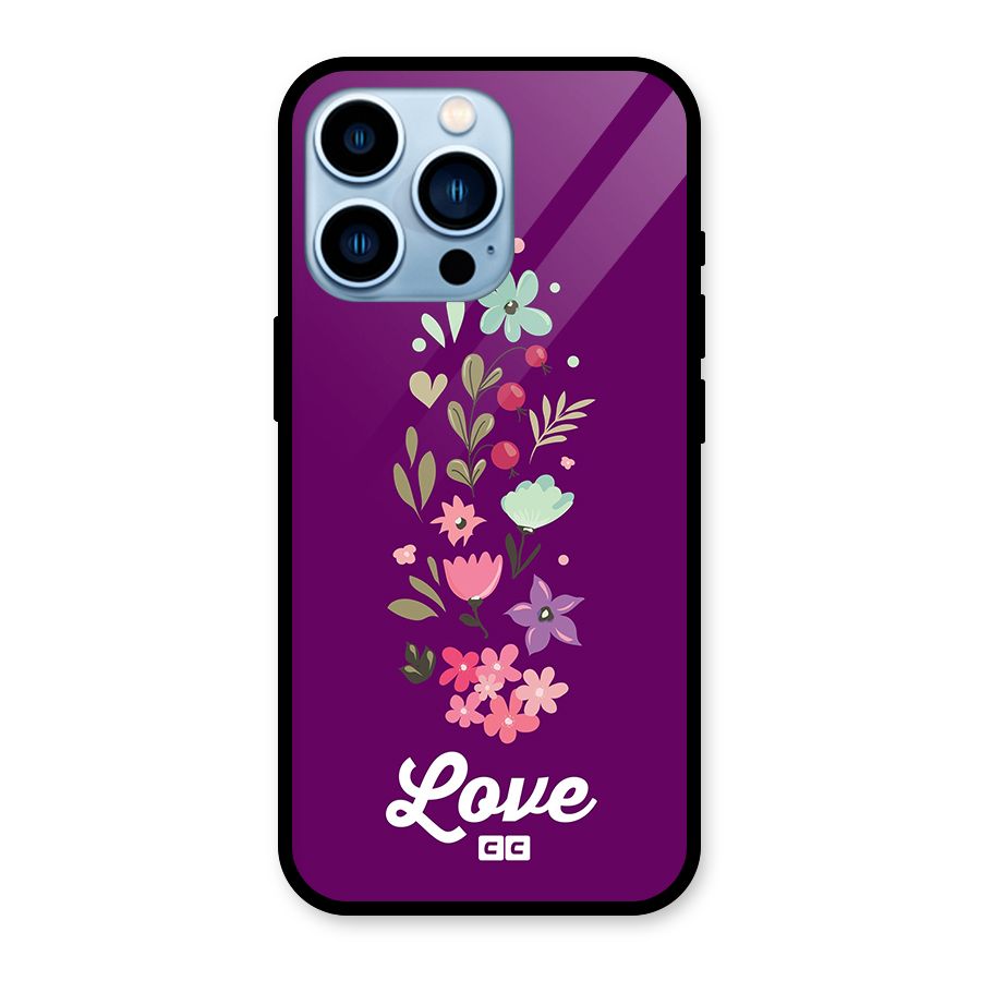 Floral Love Glass Back Case for iPhone 13 Pro