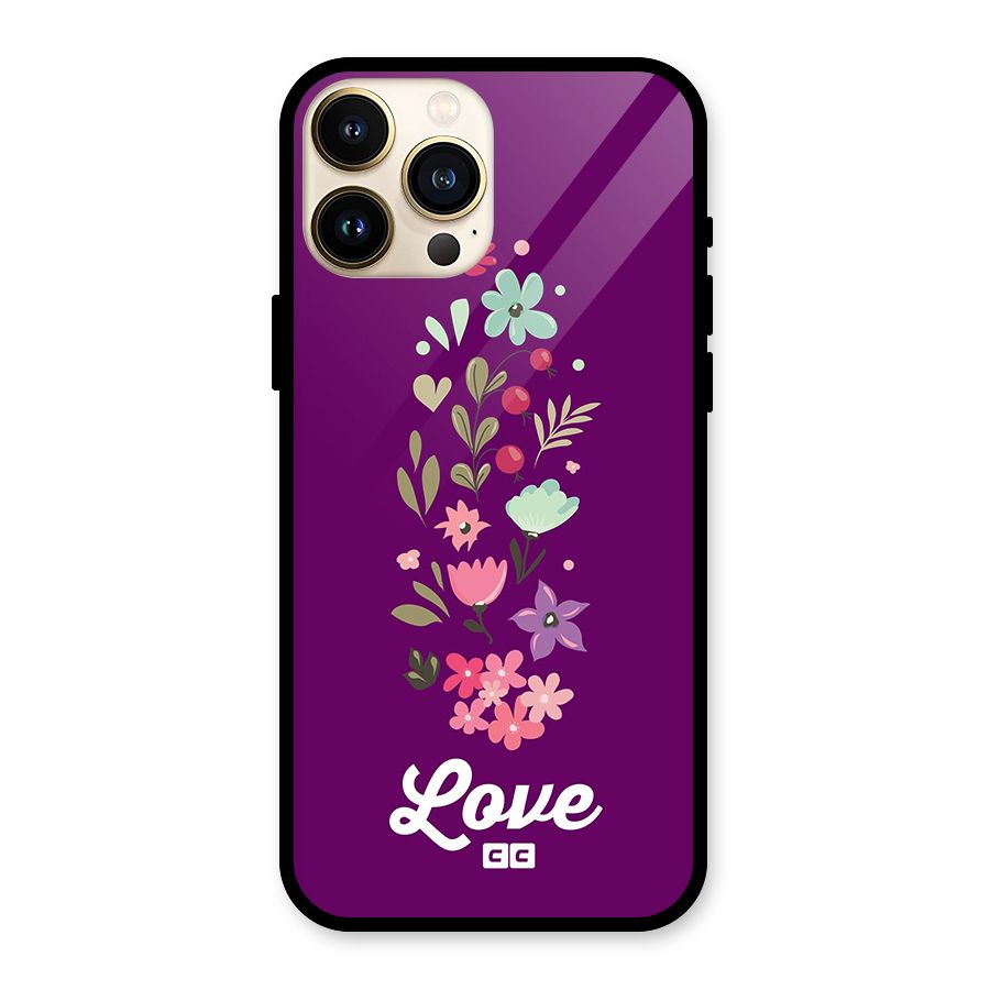Floral Love Glass Back Case for iPhone 13 Pro Max